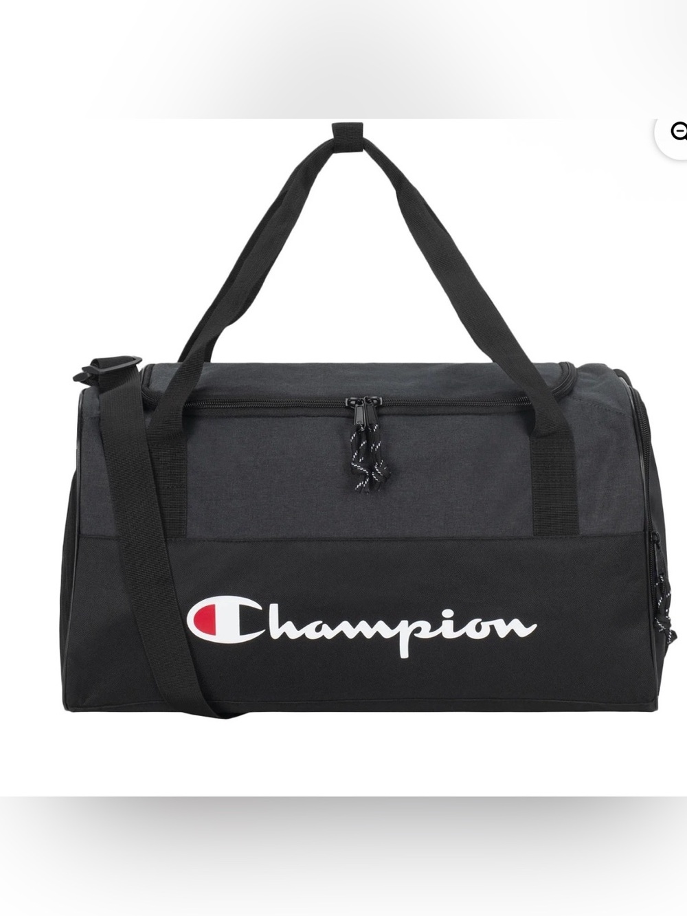 Champion Black Duffel with White & Red Logo medium/small size